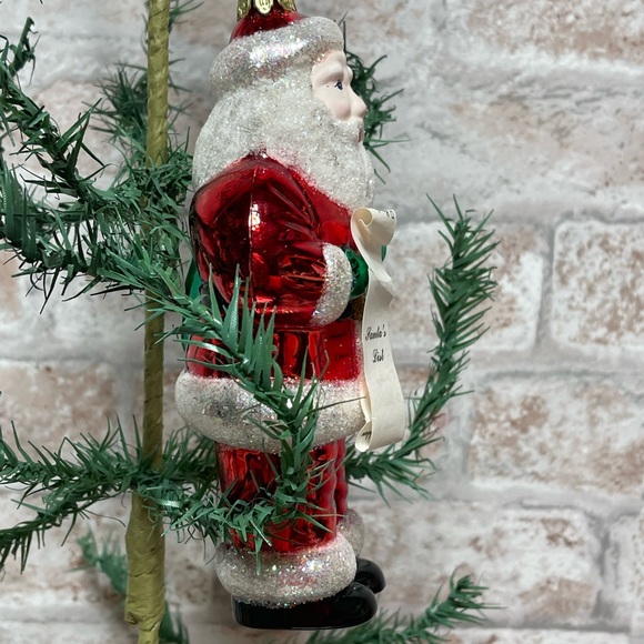 Santa Glitter Ornament with THE LIST Glitter Blown Glass Ornament Vibrant Fun. - Picture 4 of 8